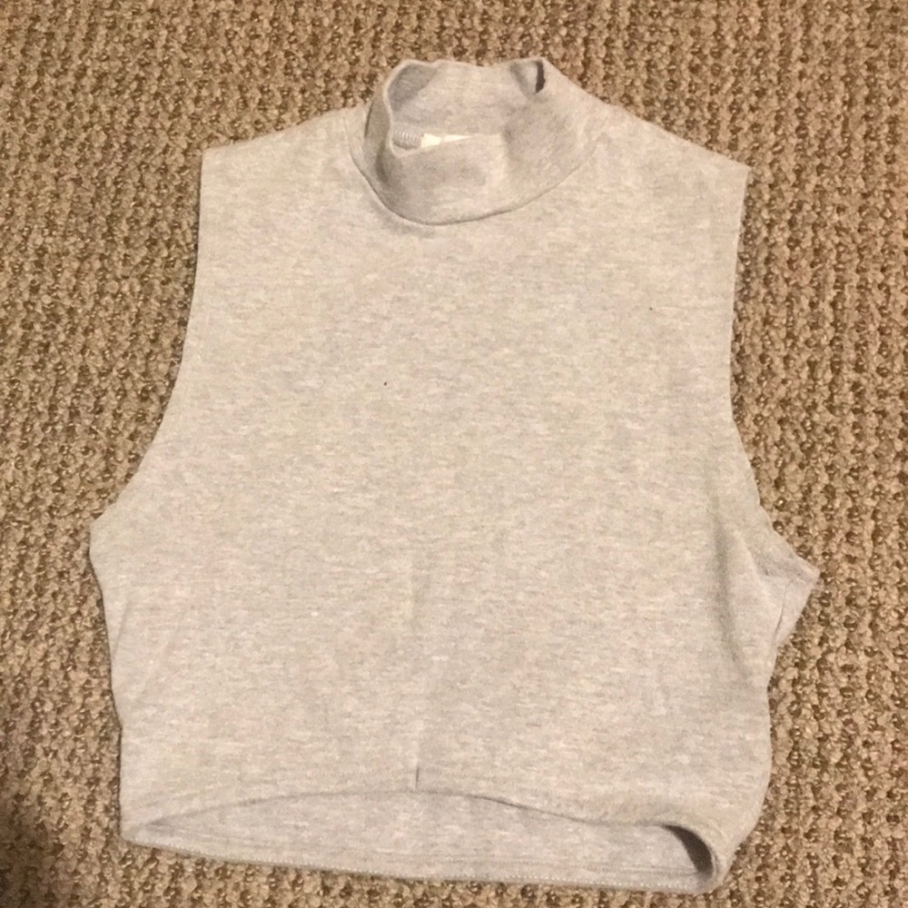 Gray Turtle Neck Crop Top